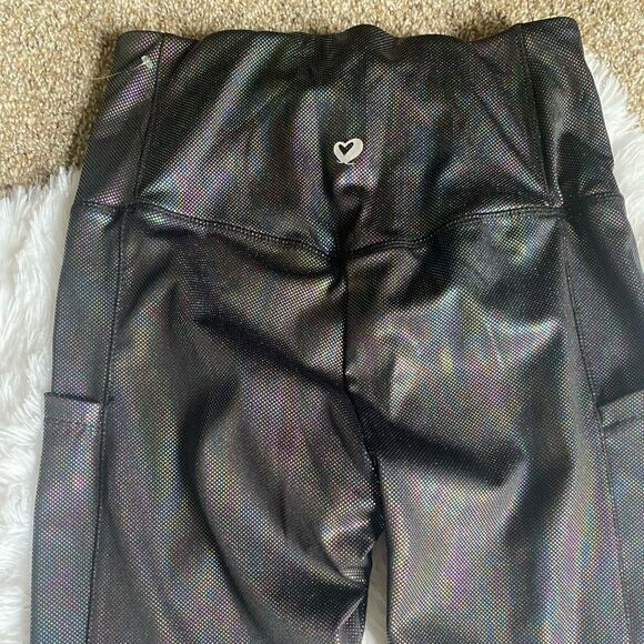 Shoactive Tummy Control Leggings High Waist Iridescent Leggings Size Medium NEW - Picture 3 of 8